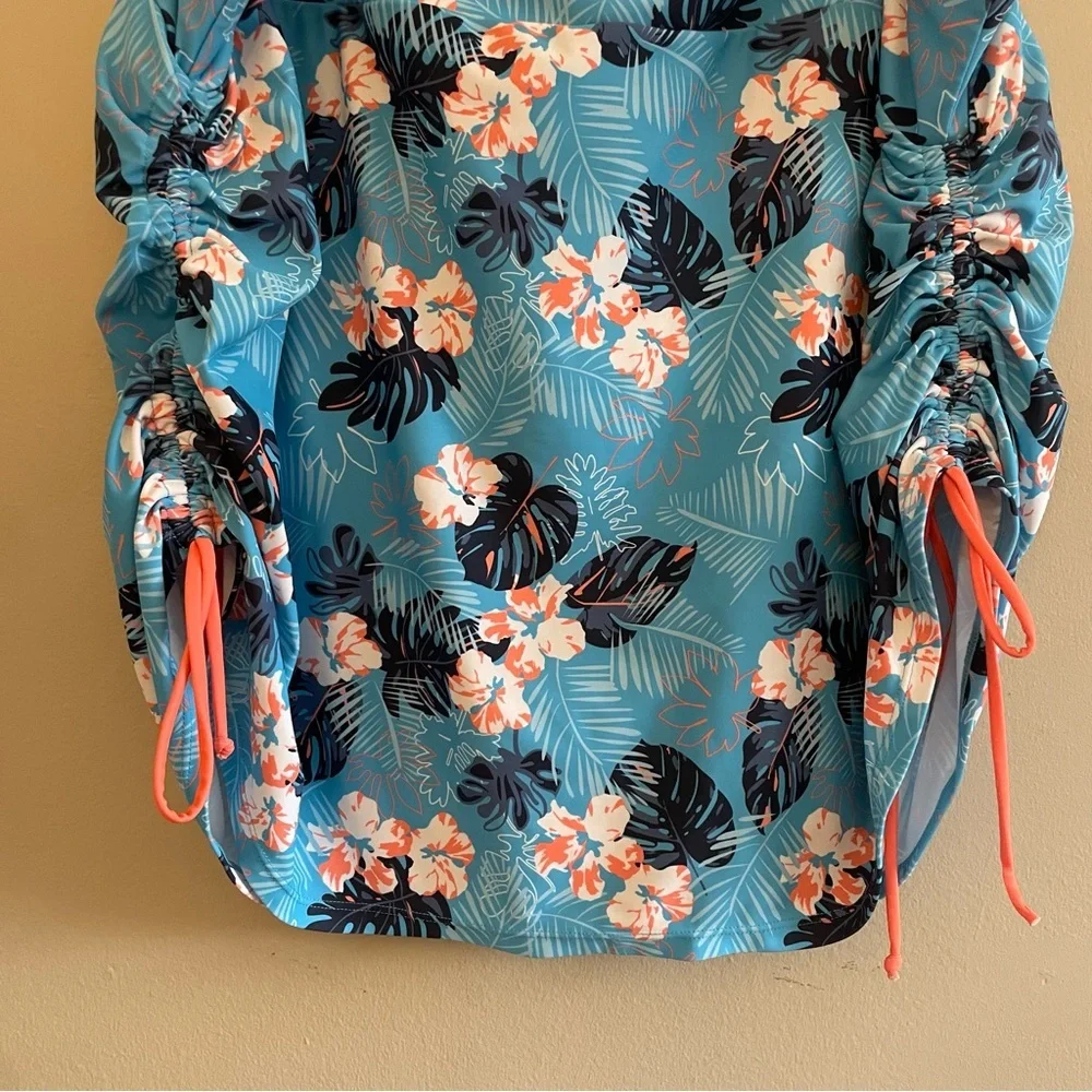 4/$20➡️  ACX Blue & Orange Hawaiian Floral Swim Skort – Plus Size 3X - Picture 10 of 14